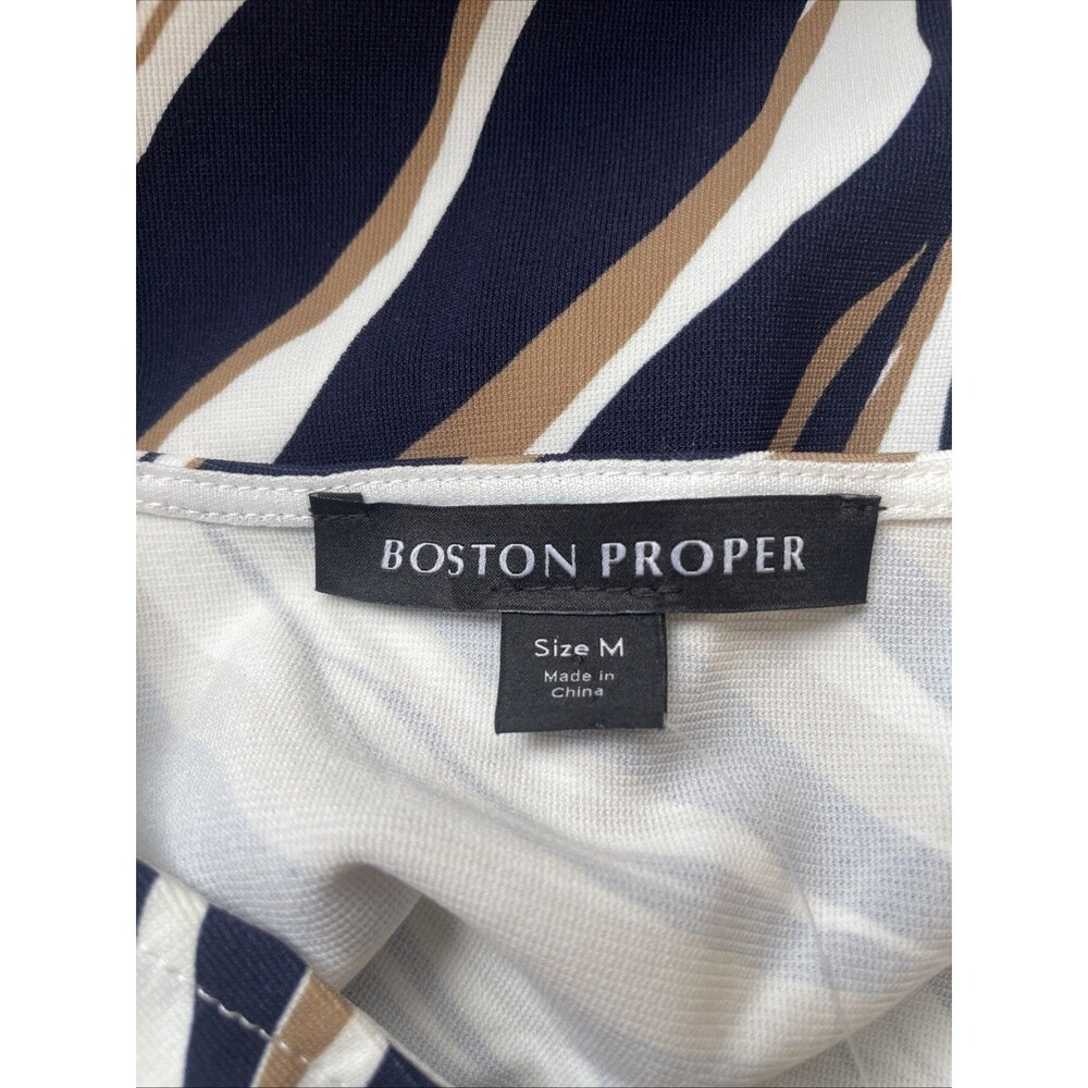 Boston Proper Beyond Travel Zebra Print Dress Womens M Stretch Knit Midi - Picture 7 of 9